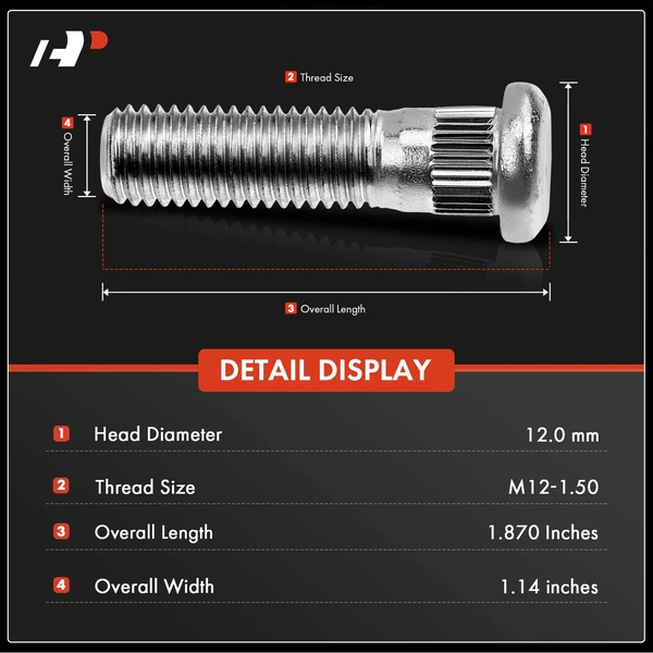 20 Pcs M12-1.50 Wheel Lug Stud for Honda Accord CRV Acura CL MDX Isuzu