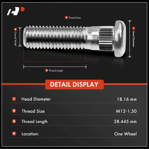 5 Pcs M12-1.50 Wheel Lug Stud for Honda Accord CR-V Acura CL Isuzu