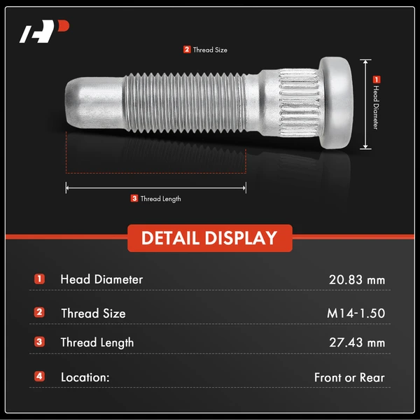 12 Pcs M14-1.50 Wheel Lug Stud for Cadillac Escalade GMC Sierra 1500