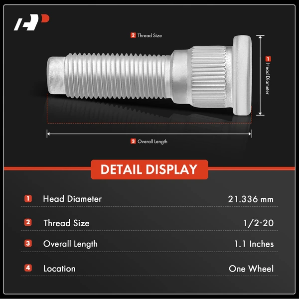 10 Pcs 1/2-20 Wheel Lug Stud for Jeep Grand Cherokee 2002-2010 Wrangler