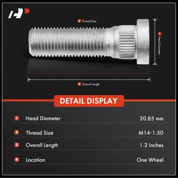 20 Pcs Front & Rear M14-1.50 Wheel Lug Stud for Dodge Challenger 08-21 Chrysler