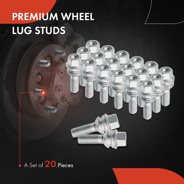 20 Pcs Front & Rear M14-1.50 Wheel Lug Stud for Volkswagen Touareg 04-14 Audi