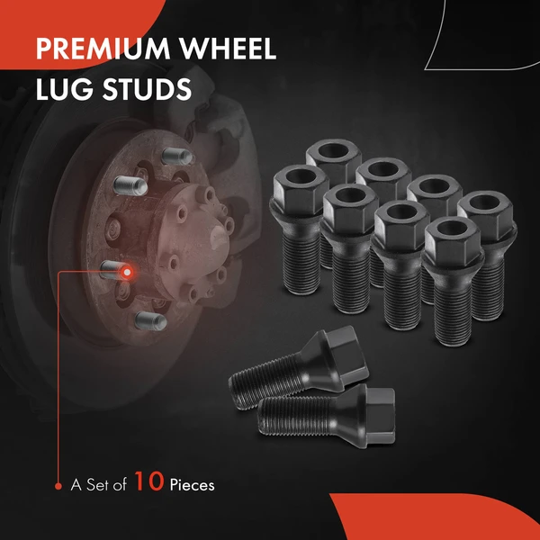 10 Pcs Front or Rear M14-1.25 Wheel Lug Stud for BMW X3 330i 840i 530i Mini Cooper