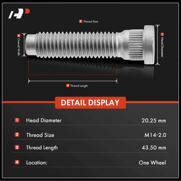 12 Pcs Front M14-2.0 Wheel Lug Stud for Ford F-150 F-250 Expedition Lincoln