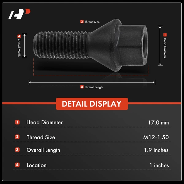 5 Pcs M12-1.50 Wheel Lug Stud for BMW 120i 320i 325i 525i M3 X1 Z4
