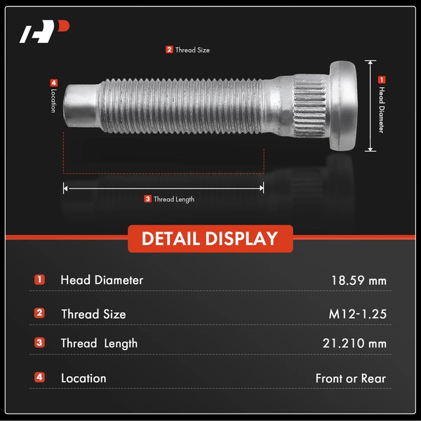 20 Pcs Front & Rear 1/2-20 Wheel Lug Stud for Ford Edge Lincoln MKX 2007-2010