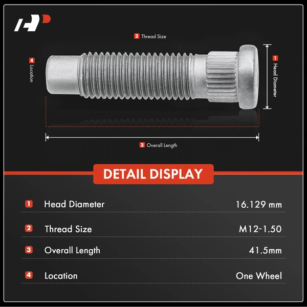 20 Pcs Front & Rear M12-1.50 Wheel Lug Stud for Chevy Malibu Buick Cadillac GMC Saab