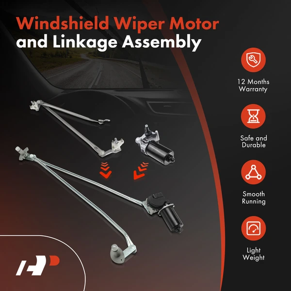 Front Wiper Motor & Linkage Assembly for Ford E-150 E-250 2005-2014 E-350 Super Duty