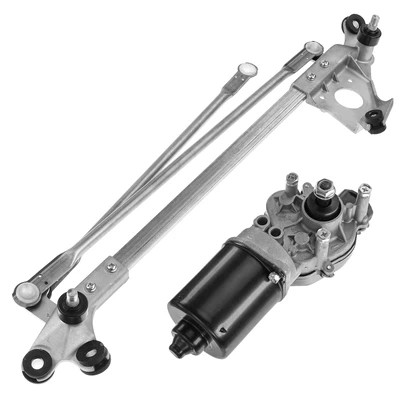 2 Pcs Front Windshield Wiper Linkage & Motor Assembly