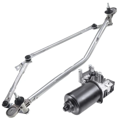 2 Pcs Front Windshield Wiper Linkage & Motor Assembly