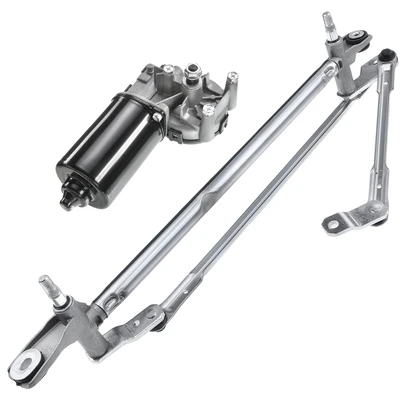 2 Pcs Front Windshield Wiper Linkage & Motor Assembly