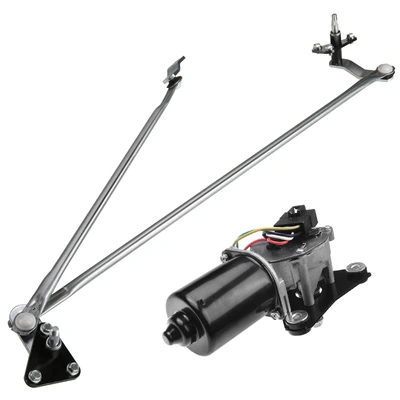 2 Pcs Front Windshield Wiper Linkage & Motor Assembly
