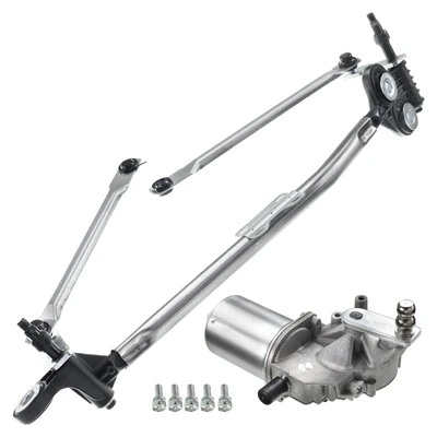 2 Pcs Front Windshield Wiper Linkage & Motor Assembly