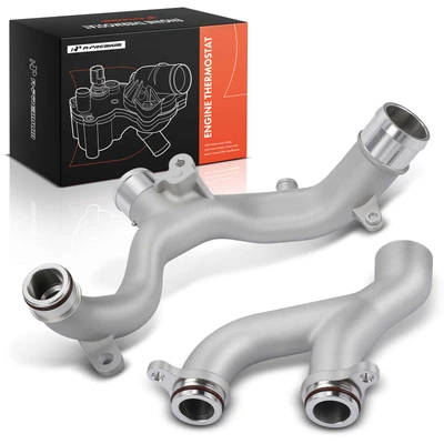 2 Pcs Aluminum Engine Coolant Pipe