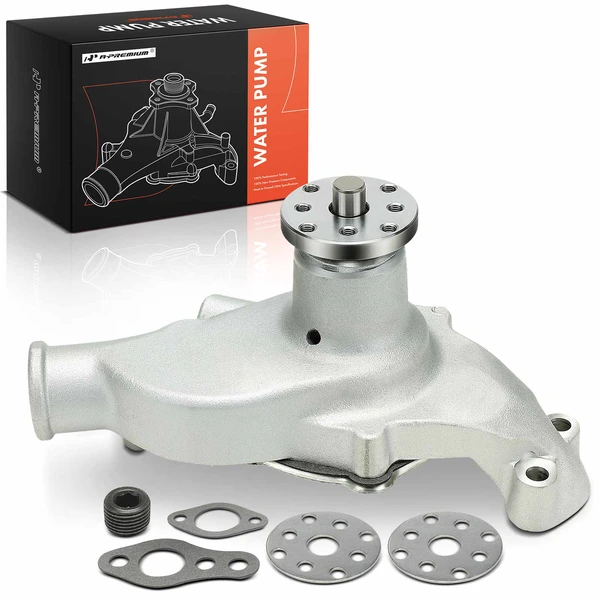 Satin Aluminum High Volume Short Water Pump with Gasket for 1959 1961-1962 1964-1966 1969 1971-1972 Chevrolet Impala