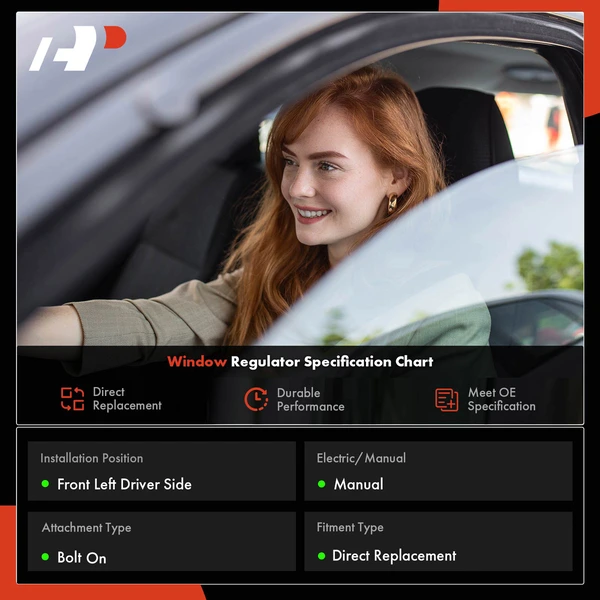 Front Driver Manual Window Regulator for Buick Skylark Olds Achieva Pontiac 1992-1998