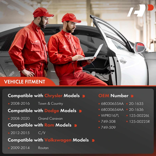 2 Pcs Front Power Window Regulator without Motor for Chrysler Town & Country 08-20