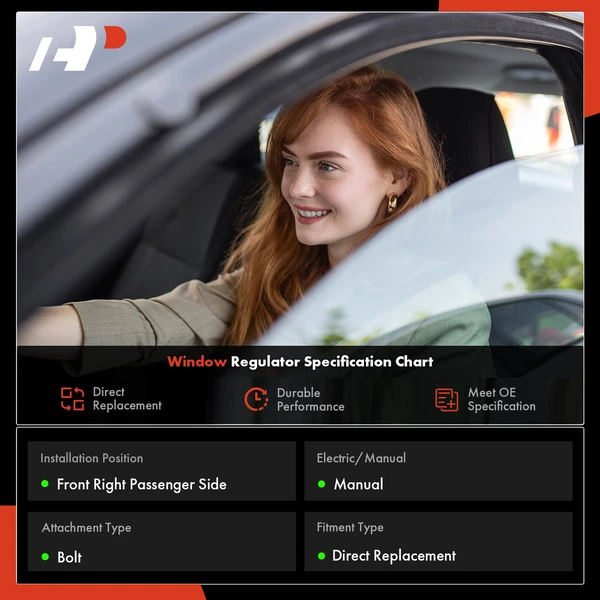 Front Passenger Manual Window Regulator for Toyota Corolla 1998-2002