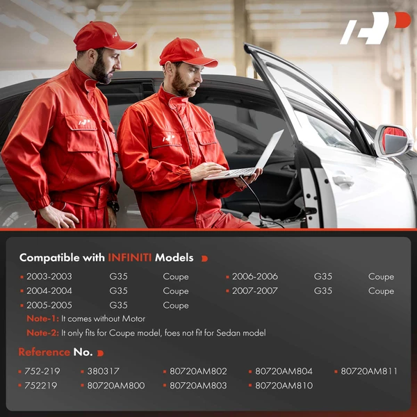 Front Passenger Power Window Regulator for Infiniti G35 2003-2007