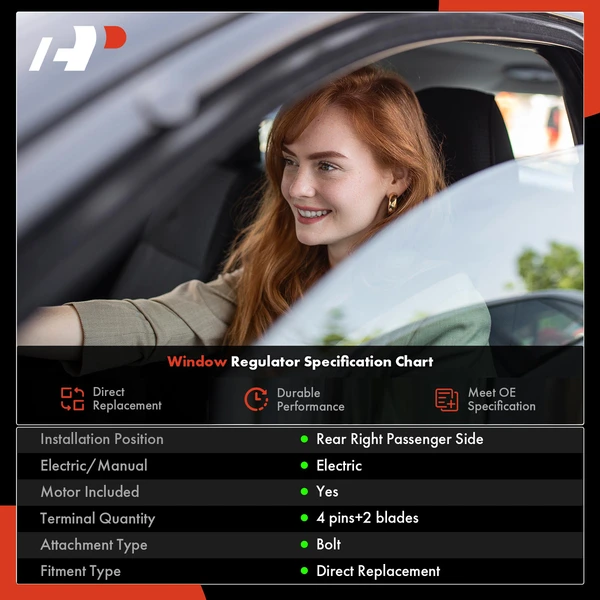 Rear Passenger Power Window Regulator for Acura MDX 2014-2020