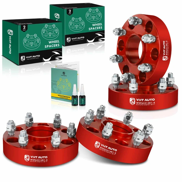 4 Pcs 1.5 inches Red 6x5.5 to 6x5.5 inches Wheel Spacer M14x1.5 78.1mm for 2000-2021 GMC Yukon