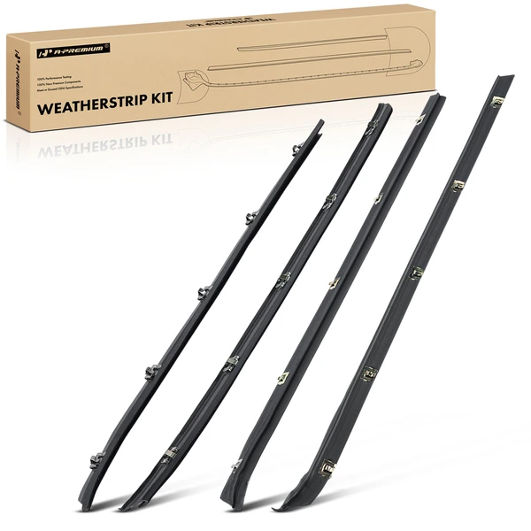 4 Pcs Front Inner & Outer Window Sweep Weatherstrip Seal for GMC C1500 K2500 R3500