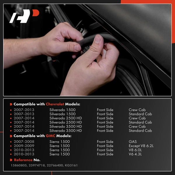 Front Driver or Passenger Door Weatherstrip Seal for Chevy Silverado 1500 2500 HD GMC