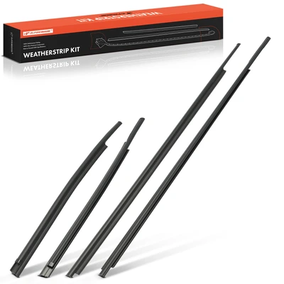 4 Pcs Front & Rear Door Window Sweeps Weatherstrip Seal
