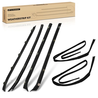 6 Pcs Rear Door Window Sweep & Run Channel Weatherstrip Seal