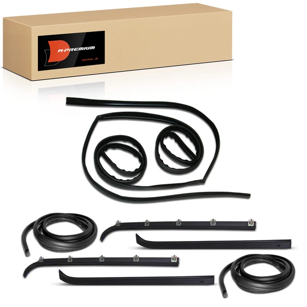 8 Pcs Inner & Outer Window Sweep & Channel & Door Weatherstrip Seal Kit for Ford
