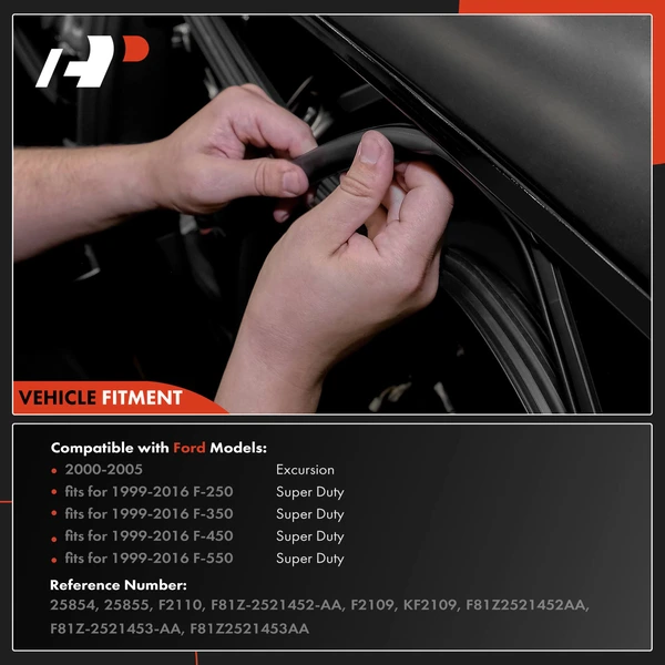 2 Pcs Front Outer Door Weatherstrip Seal for Ford F250 F350 F450 F550 Super Duty