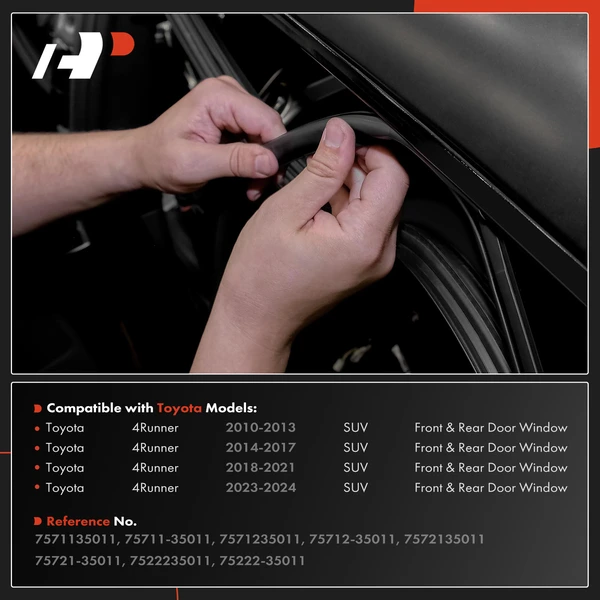 4 Pcs Front & Rear Door Window Molding Weatherstrip Seal Belt for Toyota 4Runner