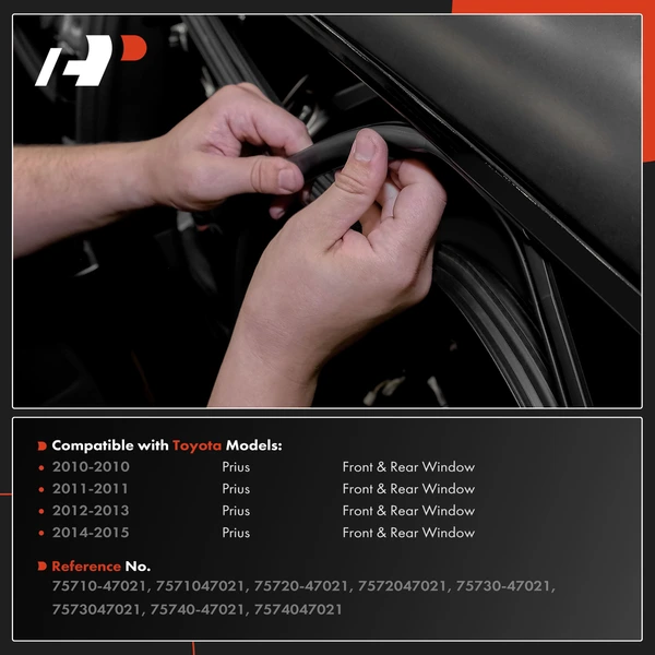 4 Pcs Front & Rear Door Window Weatherstrip Seal for Toyota Prius 2010-2015 with Buckle