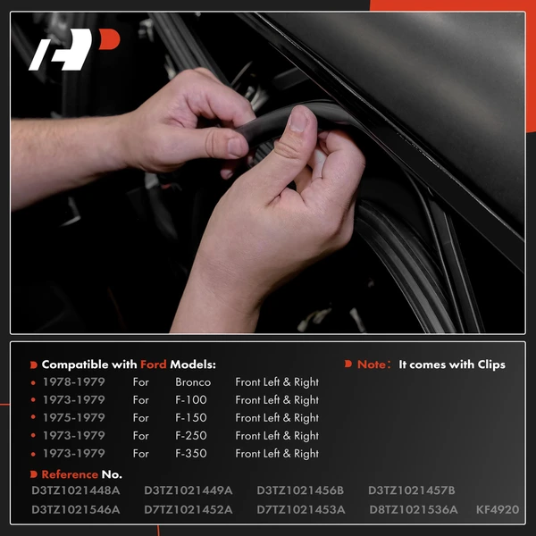 10 Pcs Front Door Weatherstrip Seal for Ford F-100 F-150 F-250 F-350 Bronco