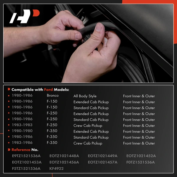 8 Pcs Front Inner & Outer Weatherstrip Seal Kit with Clips for Ford F-150 F-250 F-350