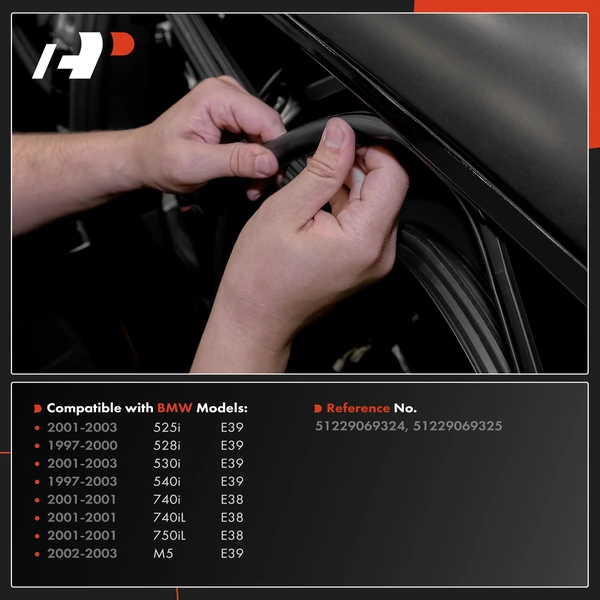 2 Pcs Rear Driver & Passenger Door Weatherstrip Seal for BMW E38 E39 525i 528i 530i