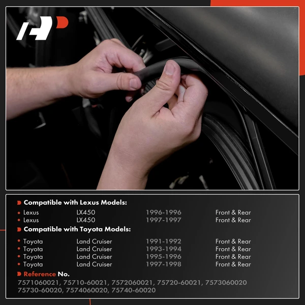 4 Pcs Front & Rear Door Belt Molding for Toyota Land Cruiser 1991-1998 Lexus LX450