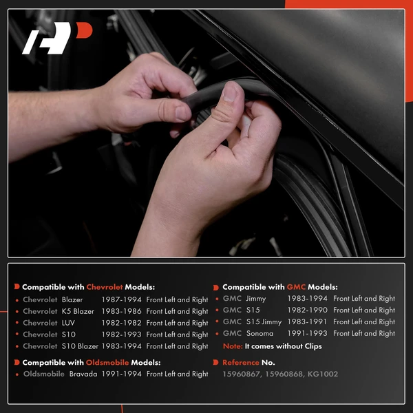 2 Pcs Front Door Window Glass Channel Weatherstrip Seal for Chevy Blazer GMC Olds