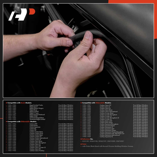 4 Pcs Window Sweep Black Bead for Buick Regal 1982-1987 Olds Calais Cutlass Calais