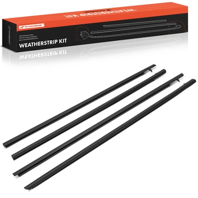 4 Pcs Front & Rear Door Weatherstrip Window Moulding Trim Belt