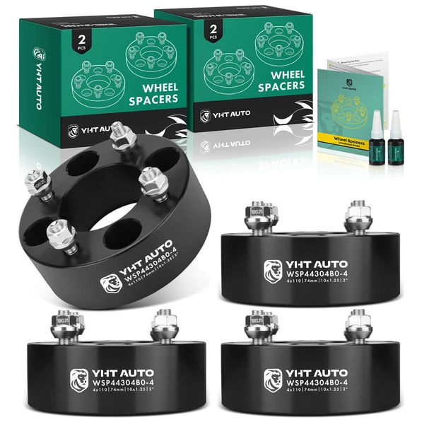 4 Pcs 2 inches Black 4x4.33 to 4x4.33 inches Wheel Spacers M10x1.25 74mm for 2005-2007 Suzuki King Quad 700