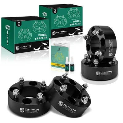 4 Pcs 2 inches Black 4x4.33 to 4x4.33 inches Wheel Spacers M10x1.25 74mm