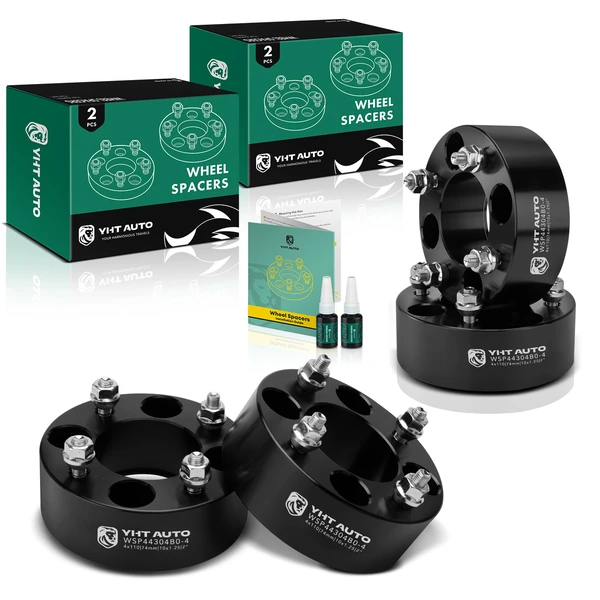 4 Pcs 2 inches Black 4x4.33 to 4x4.33 inches Wheel Spacers M10x1.25 74mm for 2000-2006 Honda Rancher 350