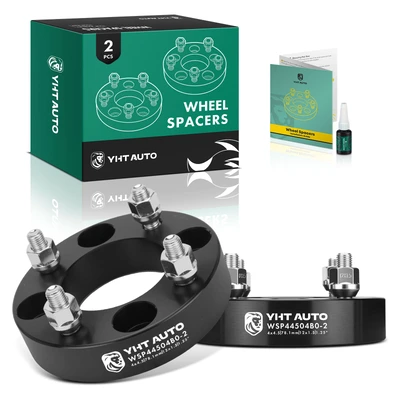 2 Pcs 1.25 inches Black 4x4.5 to 4x4.5 inches Wheel Spacers M12x1.5 78.1mm