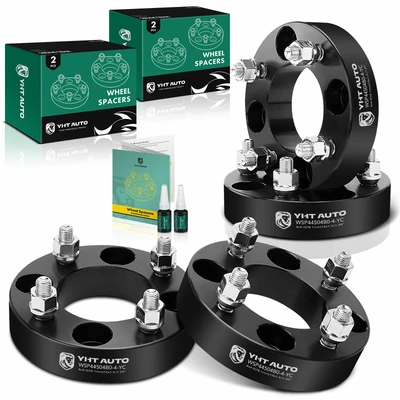 4 Pcs 1.25 inches Black 4x4.5 to 4x4.5 inches Wheel Spacers M12x1.5 78.1mm