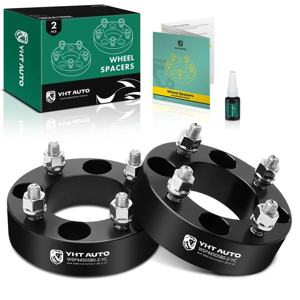 2 Pcs 1.5 inches Black 4x4.5 to 4x4.5 inches Wheel Spacers M12x1.5 82.5mm for 1990-2002 Honda Accord