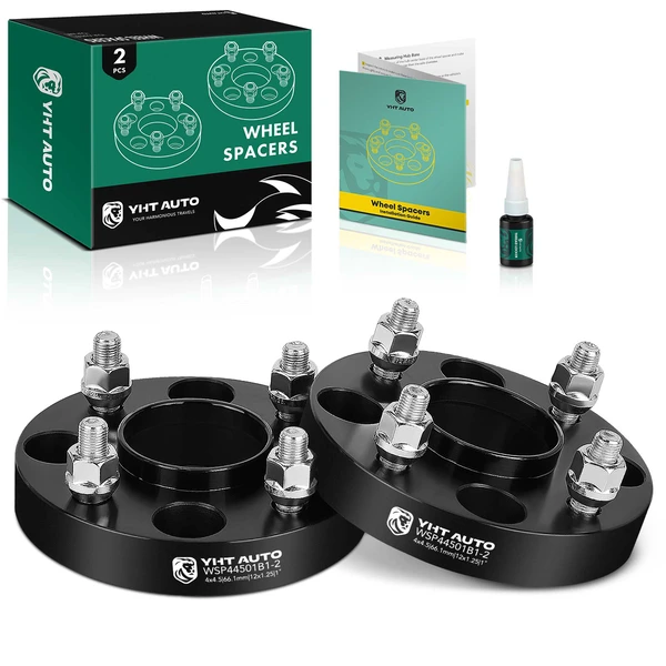 2 Pcs 1 inch Black 4x4.5 to 4x4.5 inches Wheel Spacers M12x1.25 66.1mm for 1990-1995 Nissan Axxess