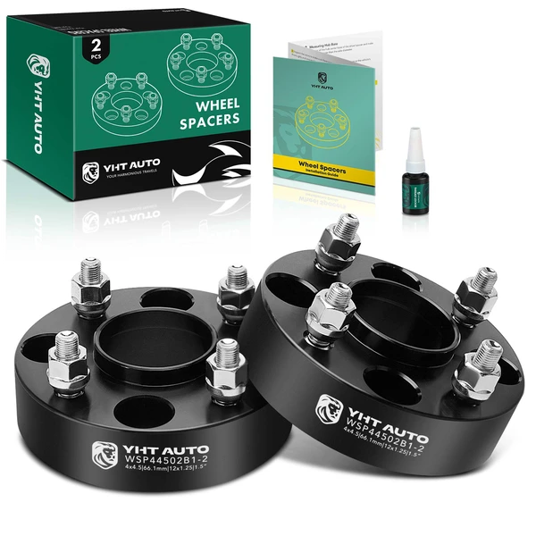 2 Pcs 1.5 inches Black 4x4.5 to 4x4.5 inches Wheel Spacers M12x1.25 66.1mm for 1990 Nissan Axxess