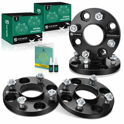 4 Pcs 0.59 inches Black 4x4.5 to 4x4.5 inches Wheel Spacers M12x1.25 66.1mm