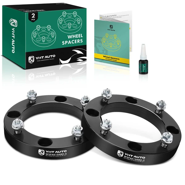 2 Pcs 1 inches Black 4x6.14 to 4x6.14 inches Wheel Spacers 0.375 Inches x 24 131mm for Polaris Kawasaki